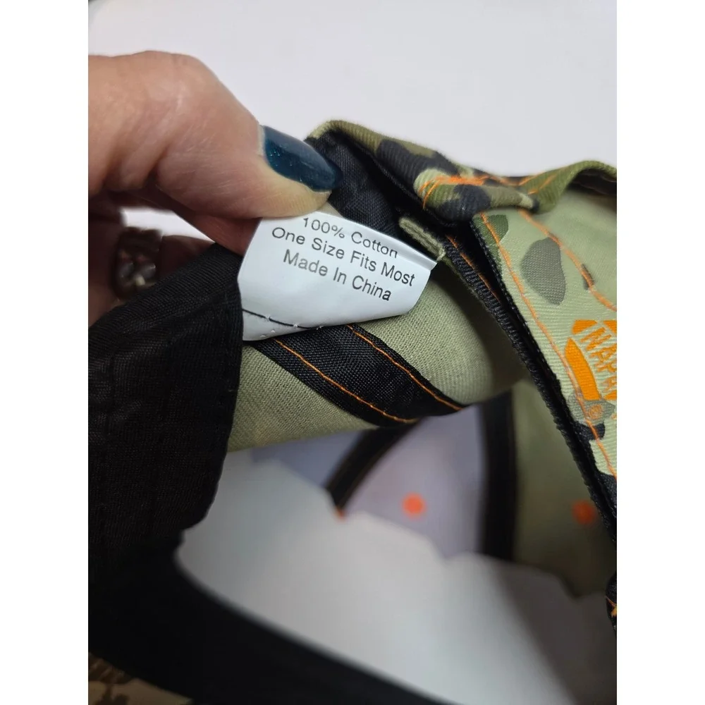 NAPA NEW! Camo Baseball Cap Orange Embroidery Adjustable Hat One Size Hiking Fun